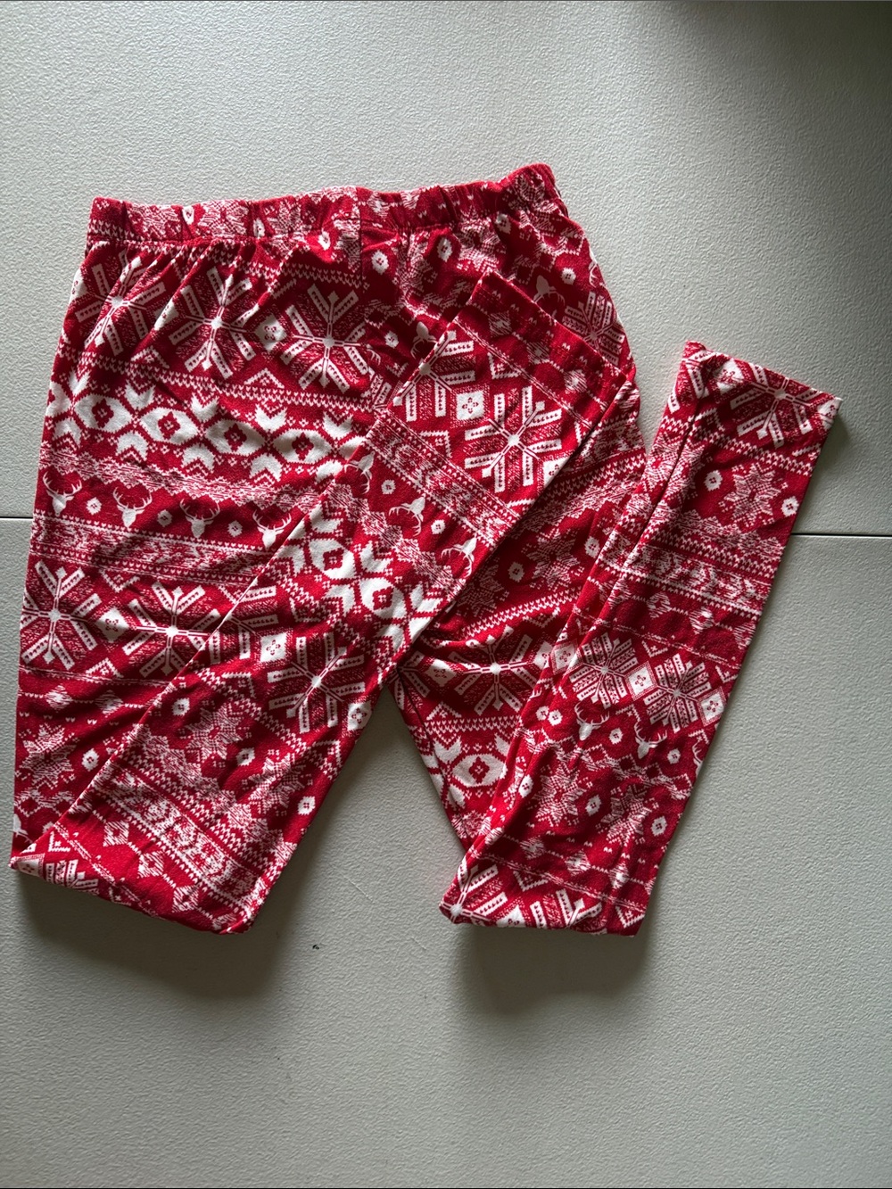 Bobbie Brooke's Ladies Red and White Fair Isle Knit Leggings Sleep Ware Size M - Picture 4 of 6